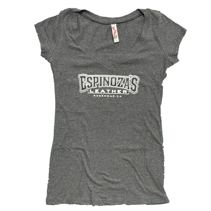 Classic Logo Womens V-Neck Grey - Espinoza's Leather