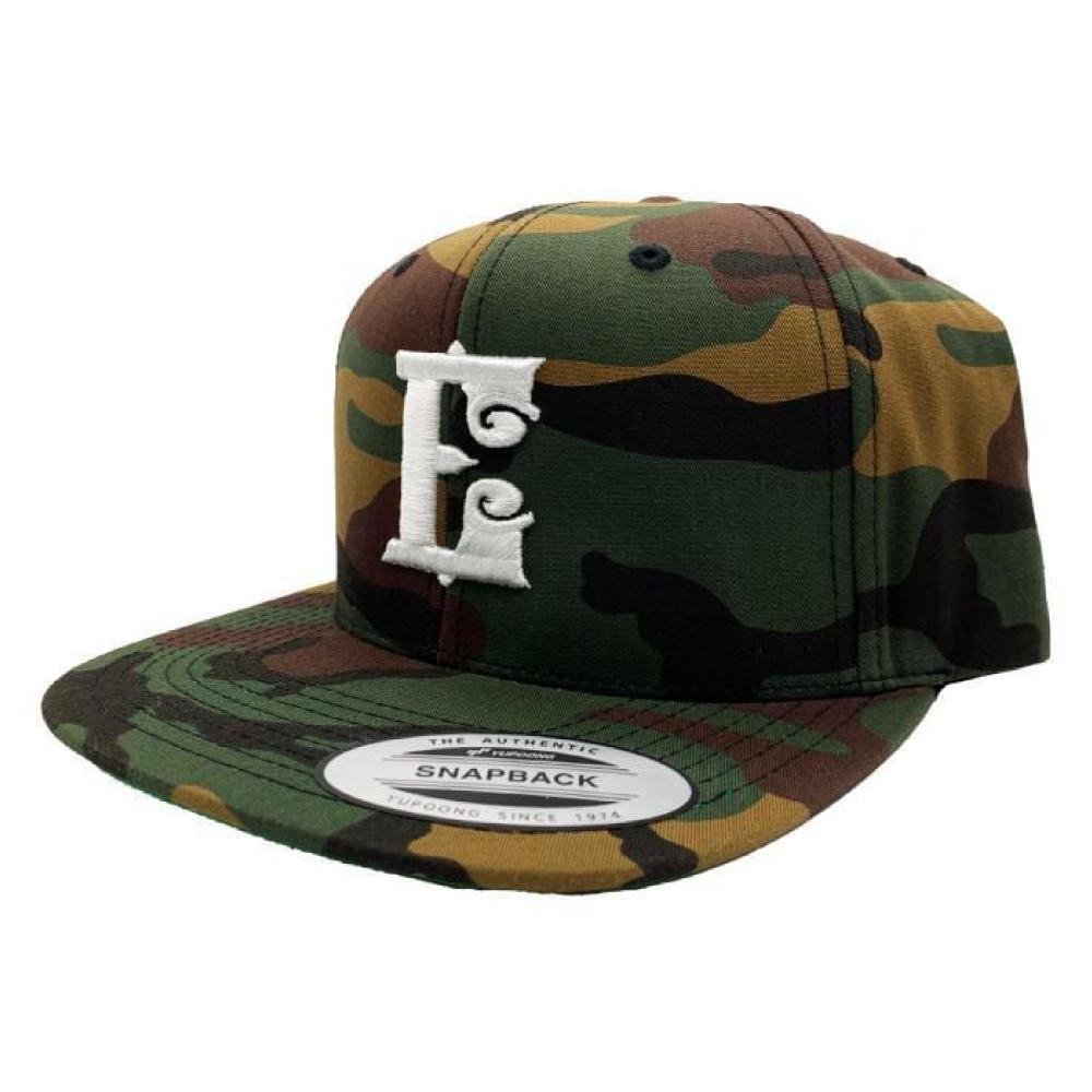 Espinozas Woodland Camo Snapback With White E Logo - Espinoza's Leather