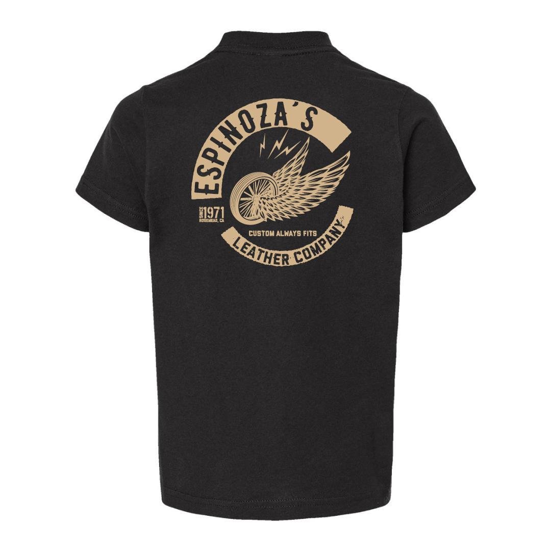 Kids Winged Wheel T-Shirt - Black - Espinoza's Leather