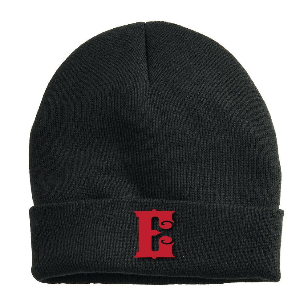 Red on Black E Beanie - Espinoza's Leather