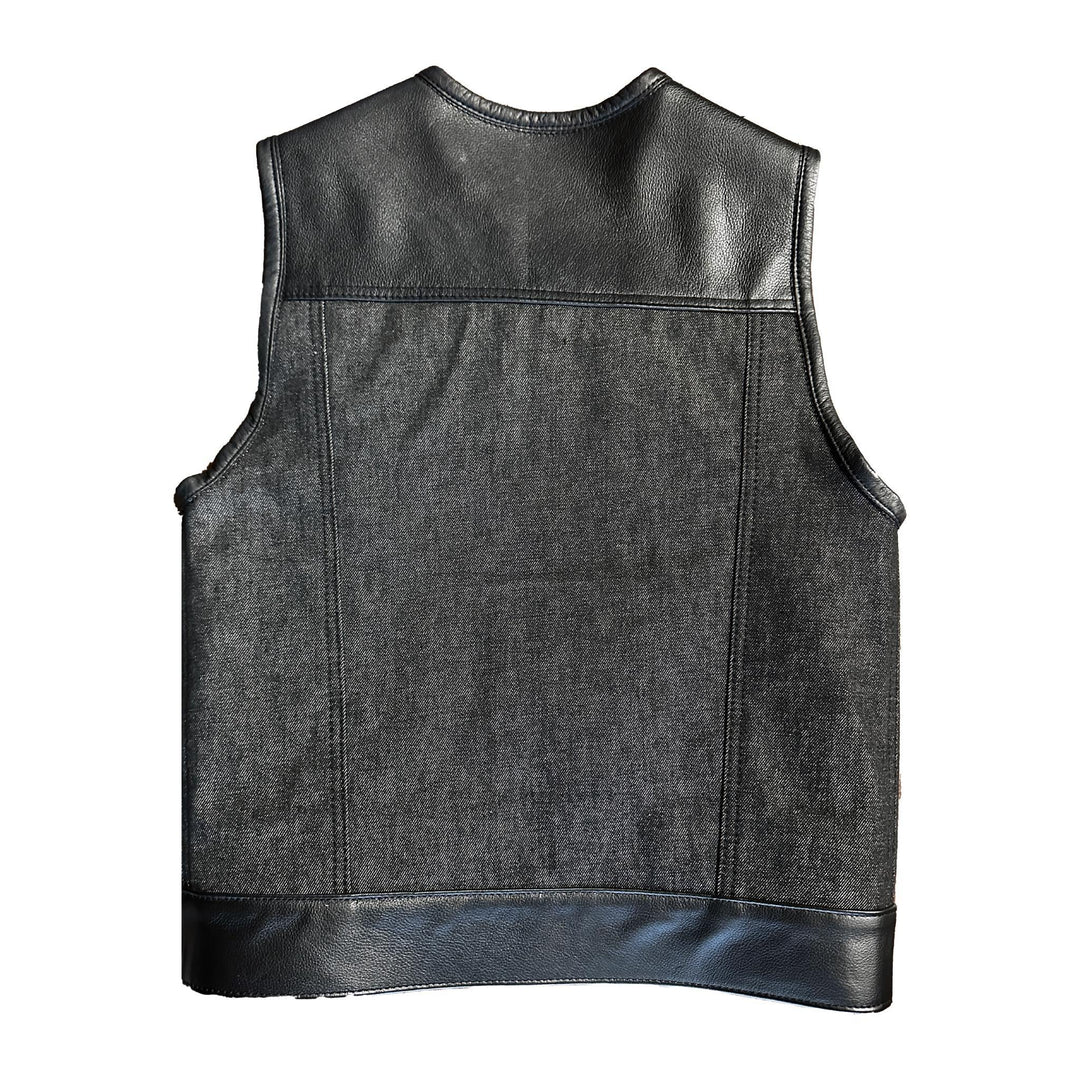 Stonewash Denim Hybrid Vest - Espinoza's Leather