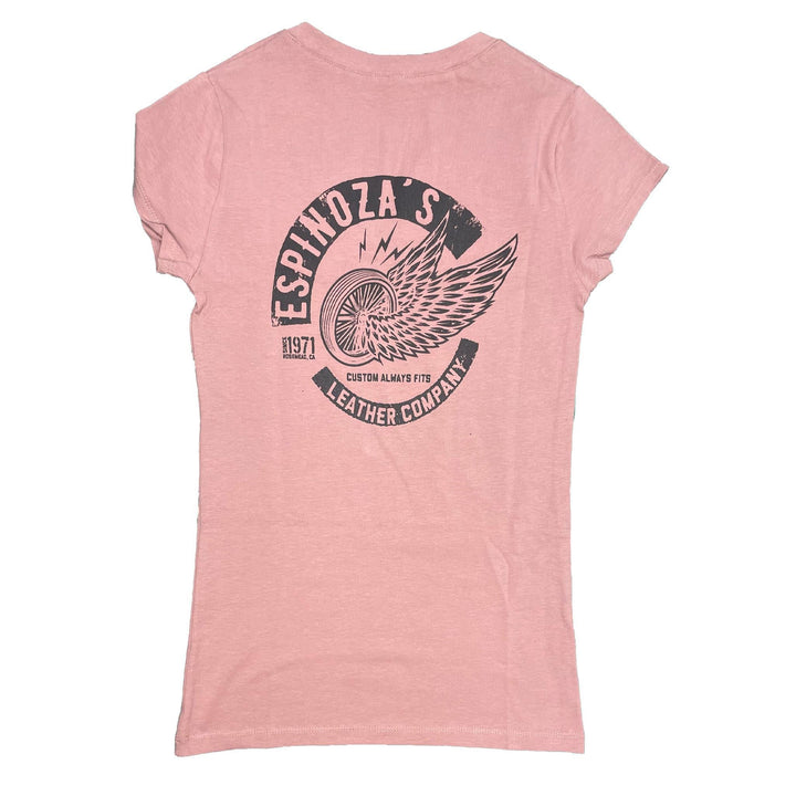 Winged Wheel Womens V-Neck Light Pink - Espinoza's Leather