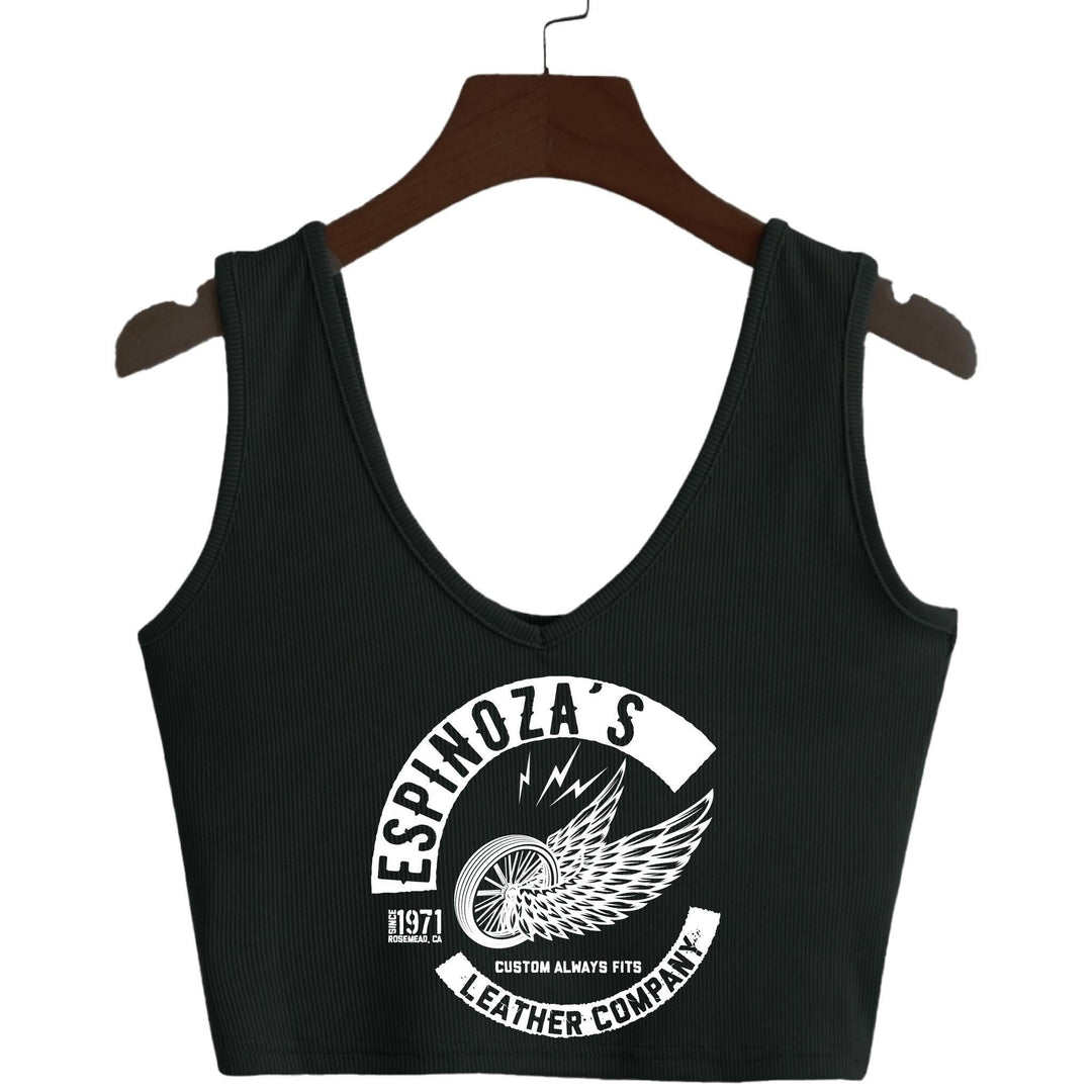 Womens Winged Wheel Tank Top - Black - Espinoza's Leather