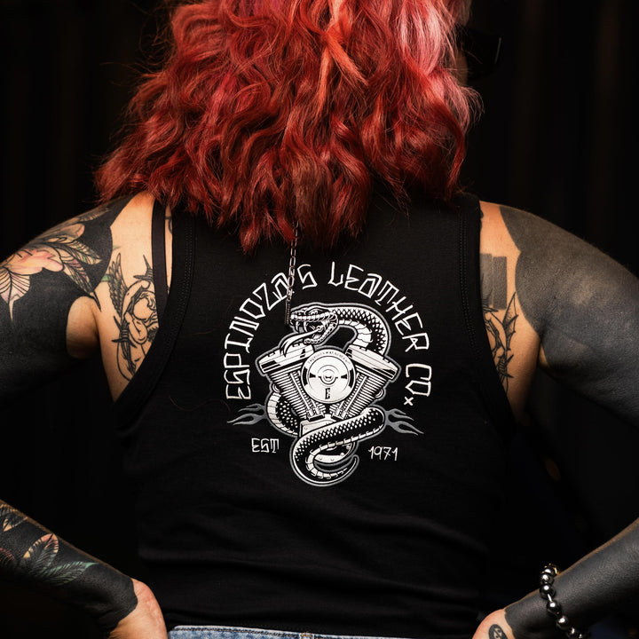 Ladies V Twin Snake Crop Tank