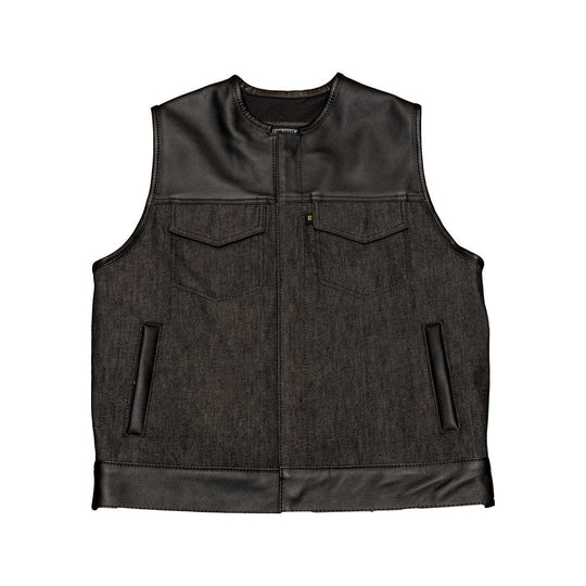 Espinoza's Leather Men's Denim And Leather Vest