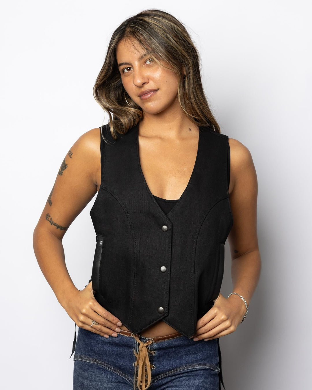 Black Bull Denim Traditional V - Neck - Espinoza's Leather