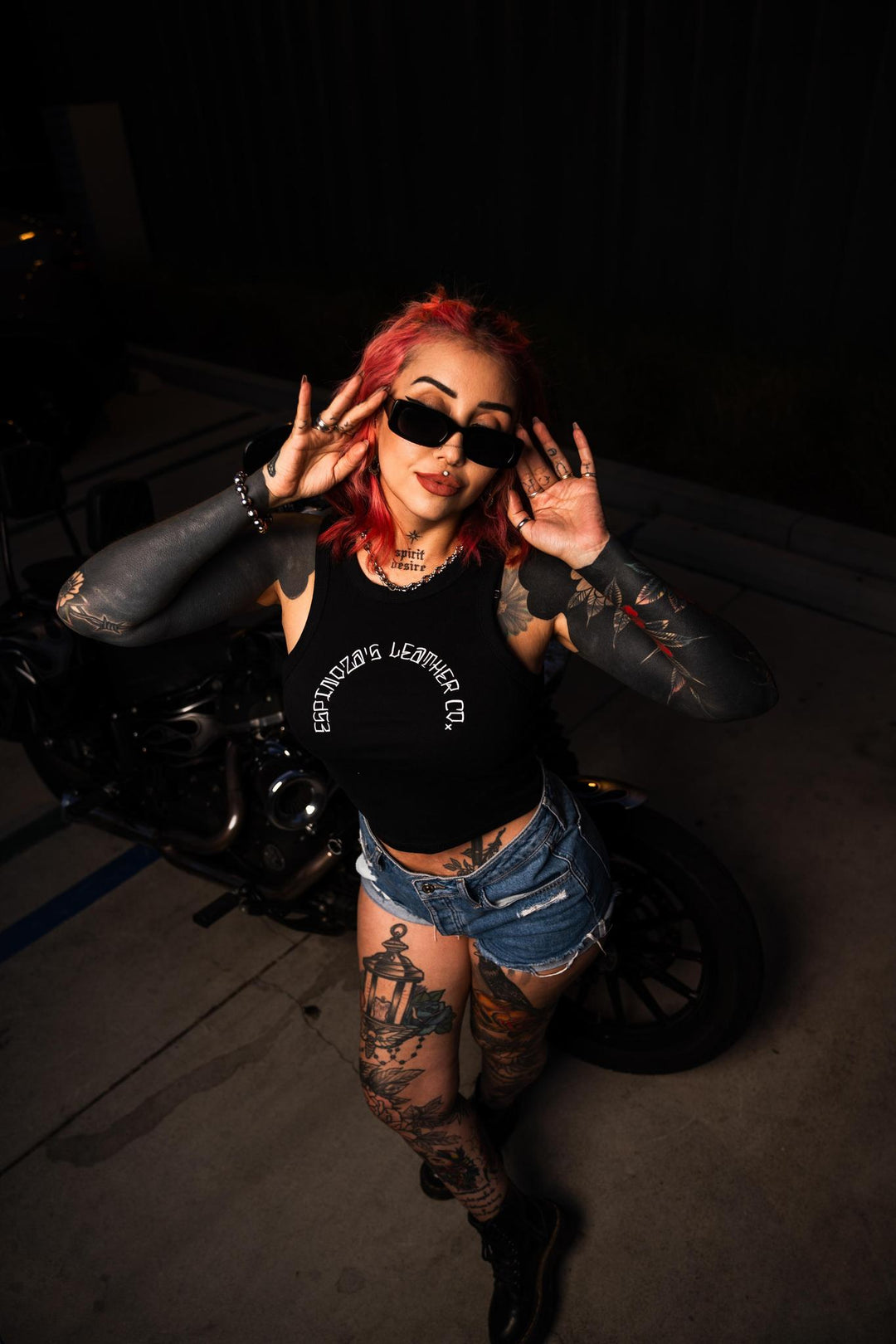 Ladies V Twin Snake Crop Tank