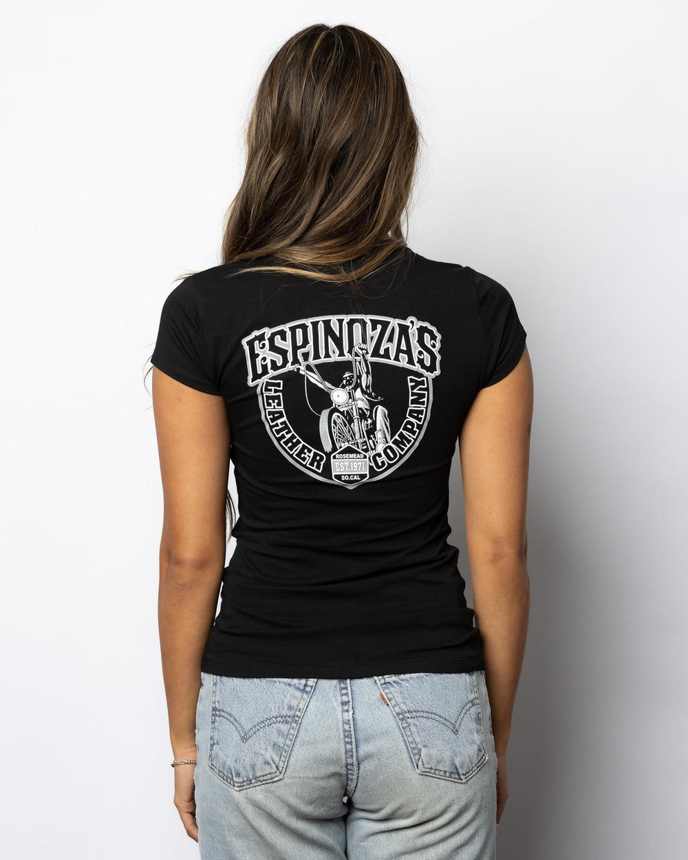 Classic Logo Womens V - Neck Black - Espinoza's Leather