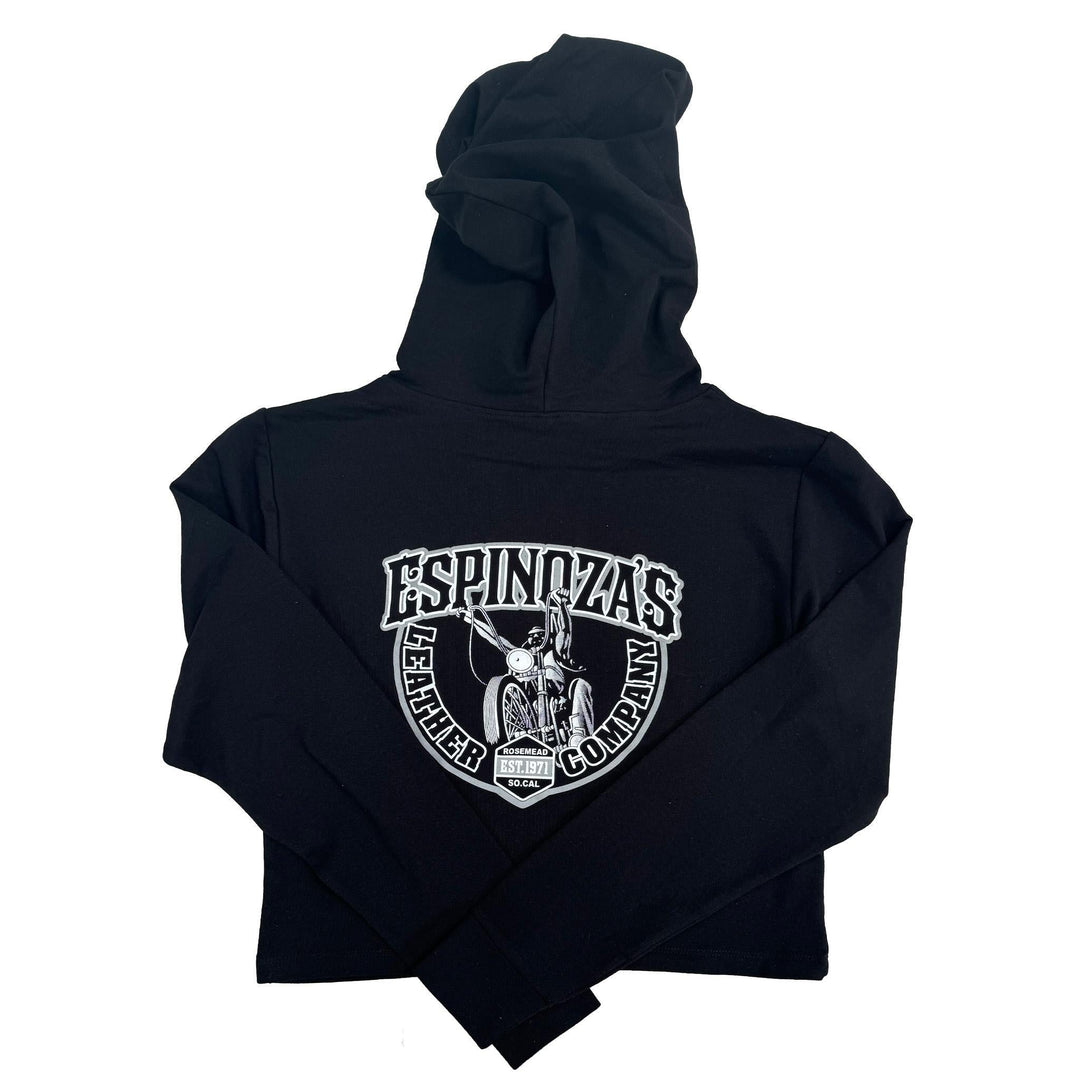 Espinozas Ladies Cropped Hoodie Traditional Logo - Espinoza's Leather