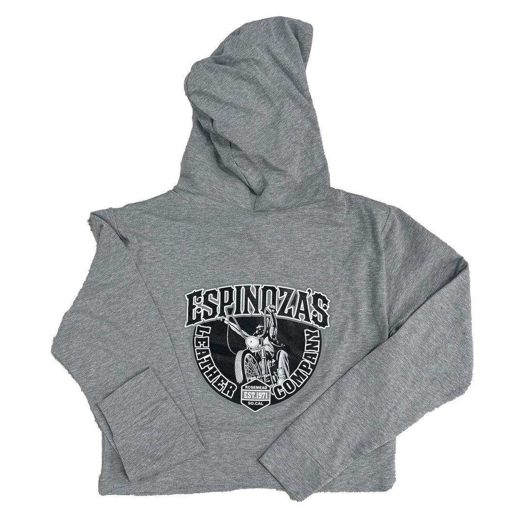 Espinozas Ladies Cropped Hoodie Traditional Logo - Espinoza's Leather