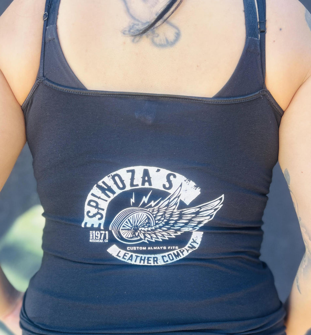 Ladies Black Wing Wheel Cami - Espinoza's Leather