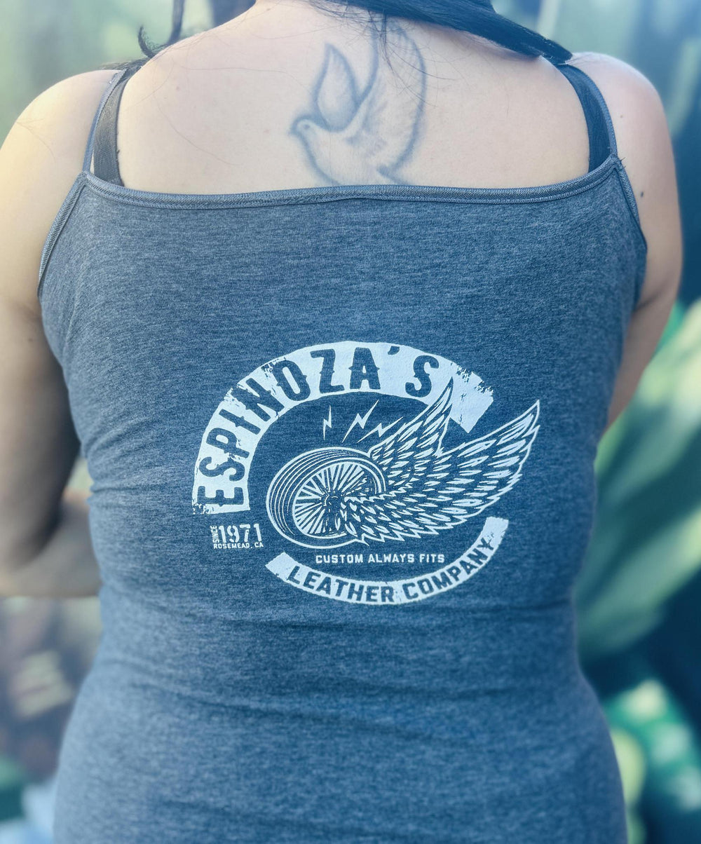 Ladies Charcoal Wing Wheel Cami - Espinoza's Leather