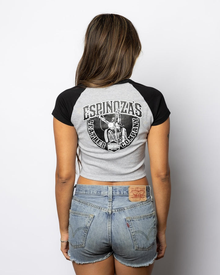 Ladies Classic "Baby" Tee - Black and Grey - Espinoza's Leather
