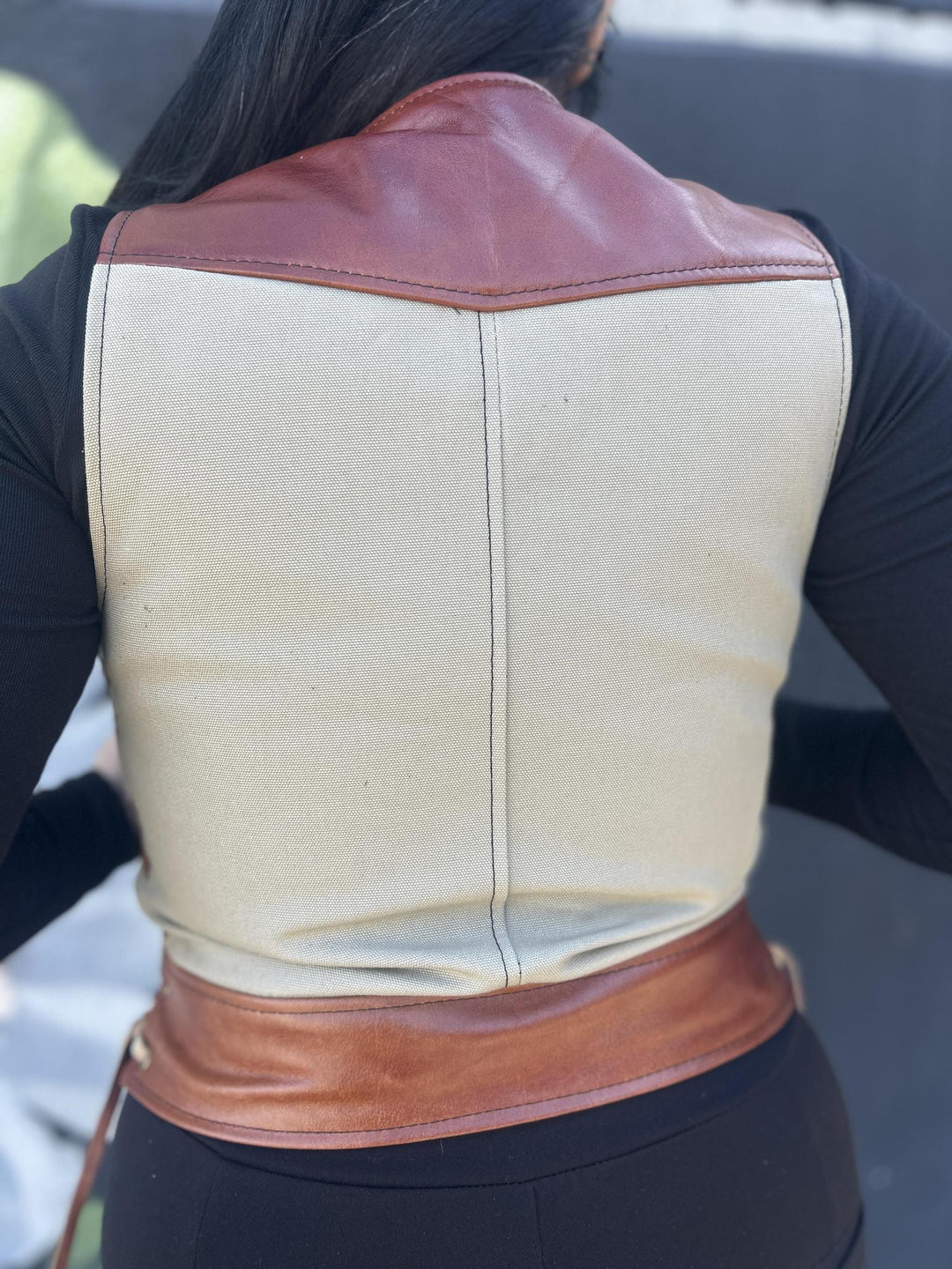 Ladies Cognac Verona x Khaki Canvas Bonnie - Espinoza's Leather