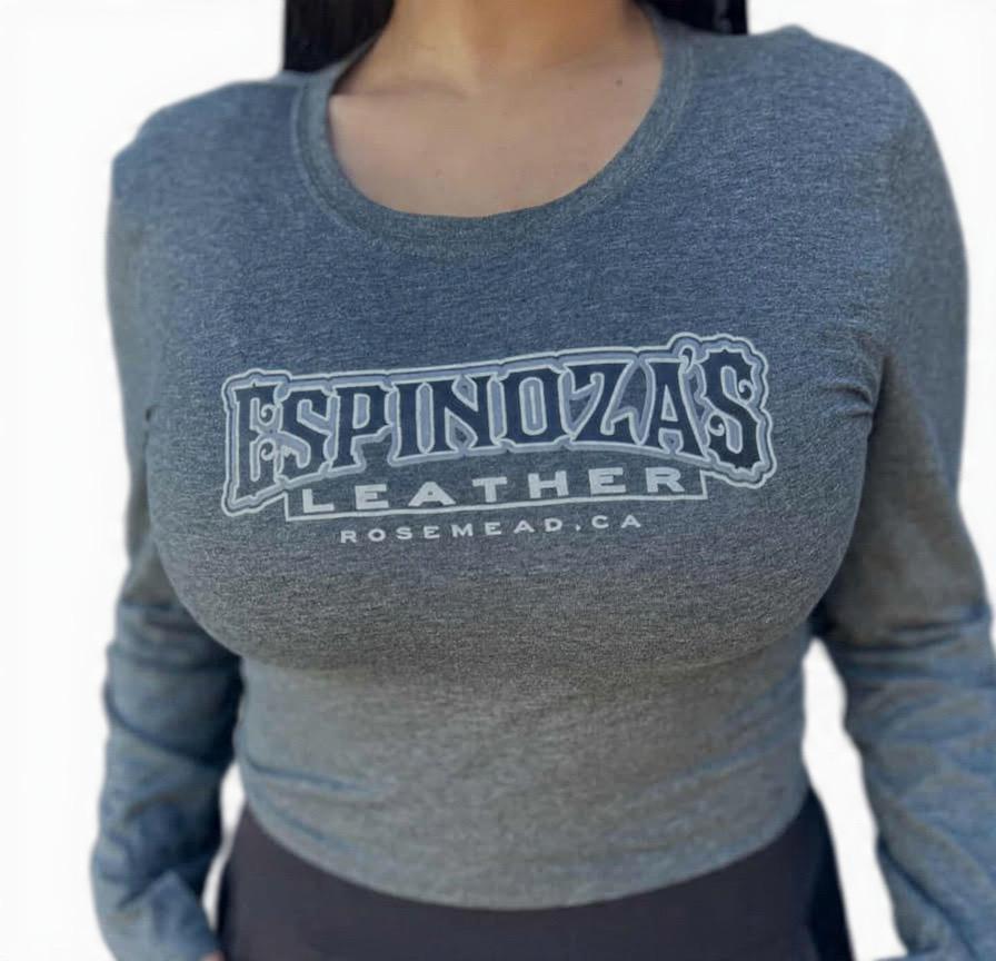 Ladies Cropped Charcoal Traditional Long Sleeve - Espinoza's Leather