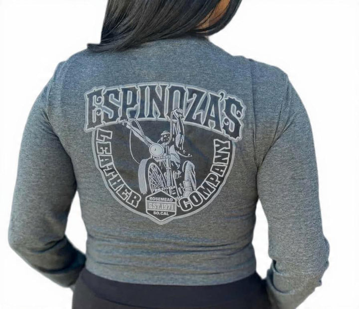 Ladies Cropped Charcoal Traditional Long Sleeve - Espinoza's Leather