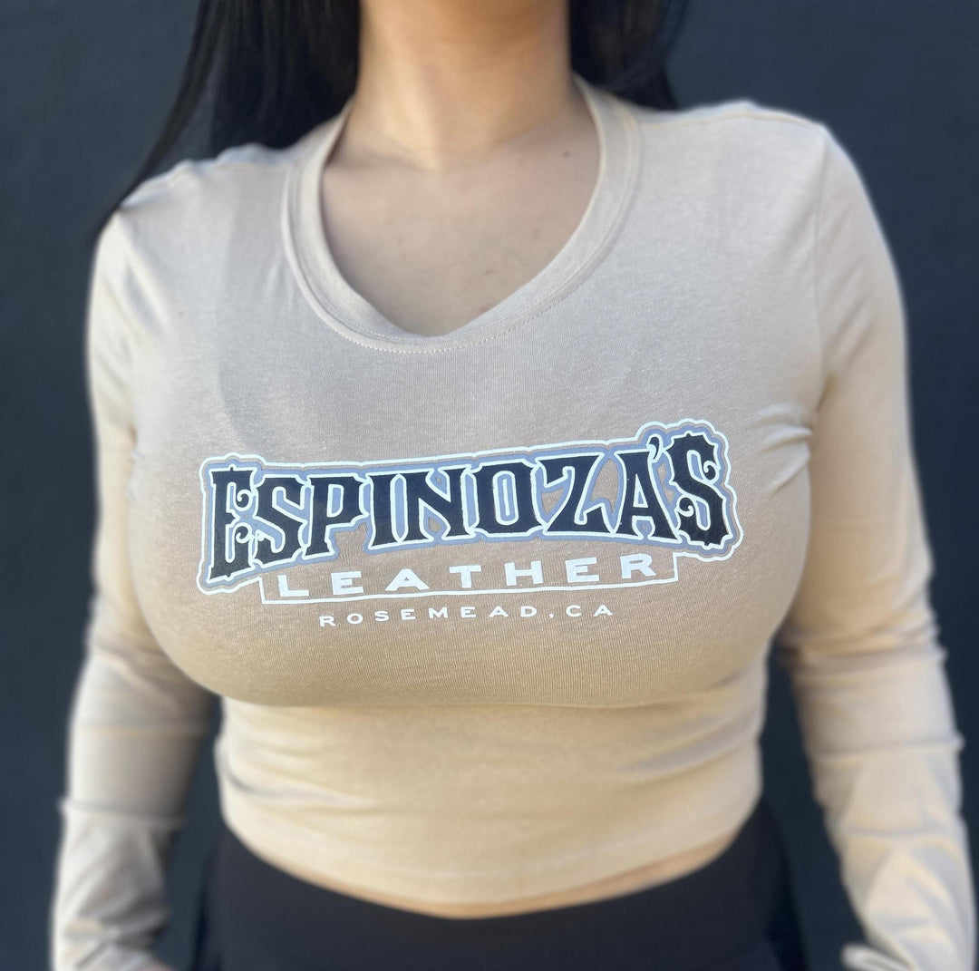 Ladies Cropped Khaki Traditional Long Sleeve - Espinoza's Leather