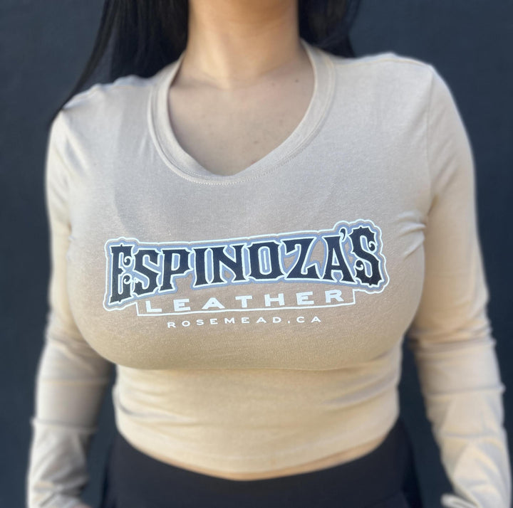Ladies Cropped Khaki Traditional Long Sleeve - Espinoza's Leather