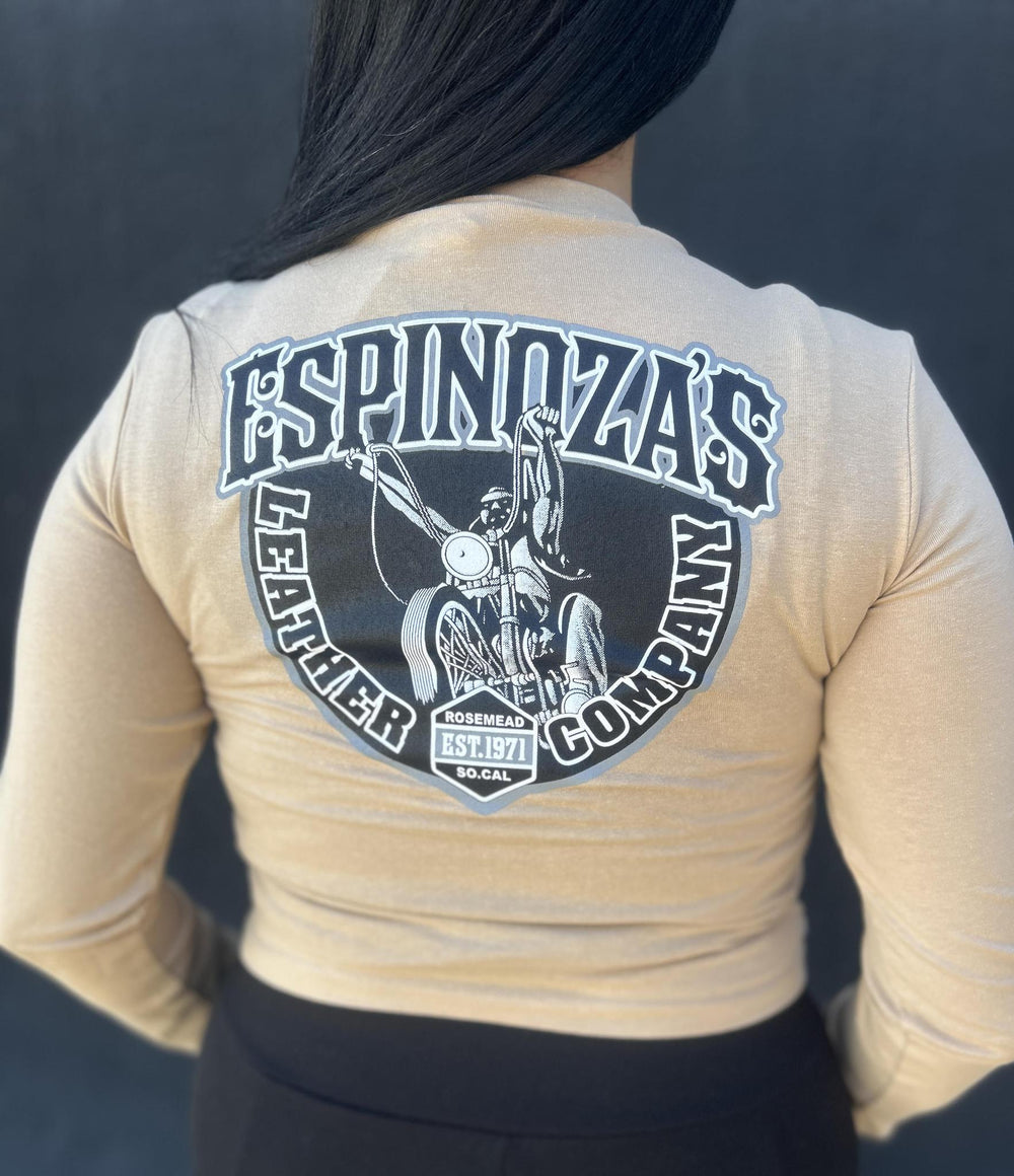 Ladies Cropped Khaki Traditional Long Sleeve - Espinoza's Leather