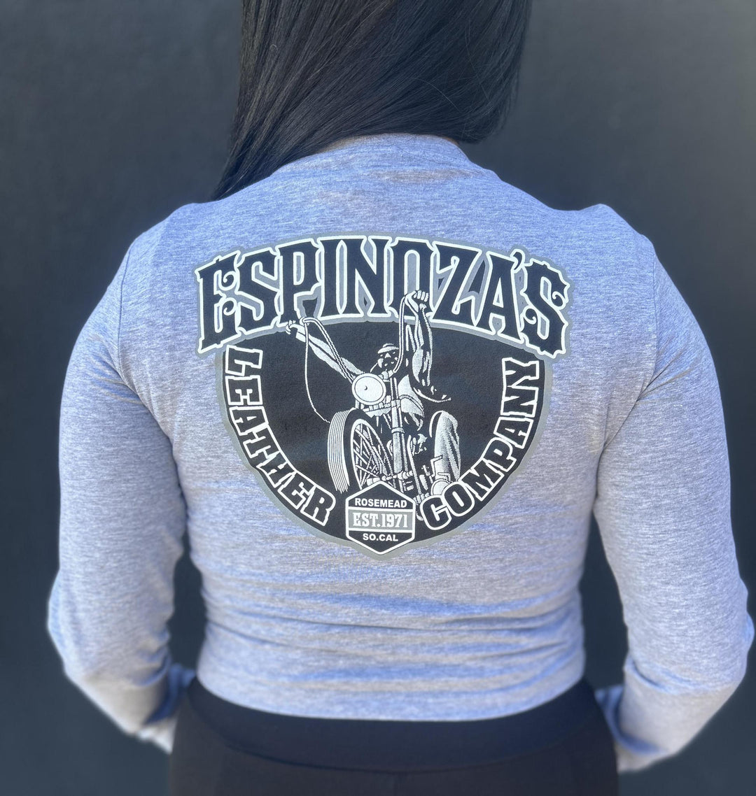 Ladies Cropped Light Gray Traditional Long Sleeve - Espinoza's Leather
