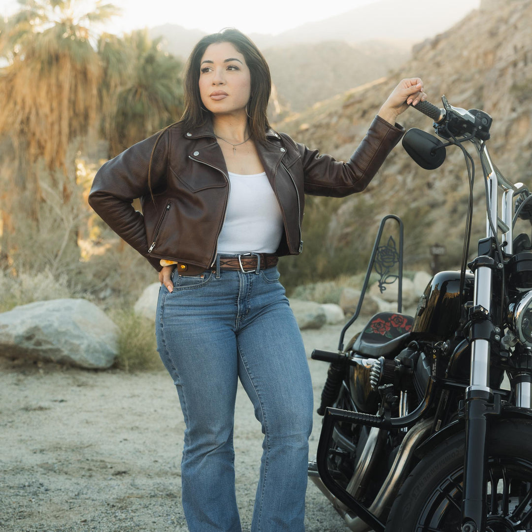 Ladies Cropped Retro Moto Jacket - Espinoza's Leather