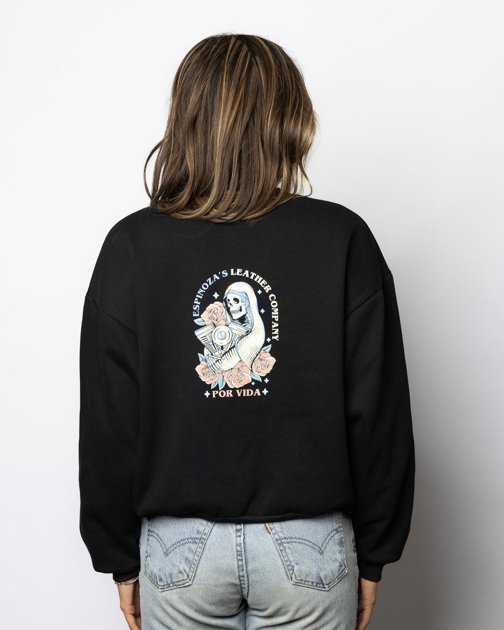 LADIES SANTA MUERTE CREW NECK - Espinoza's Leather
