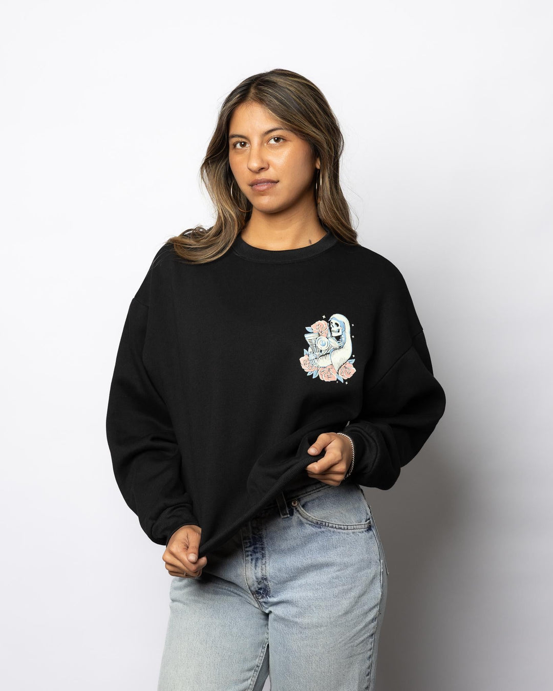 LADIES SANTA MUERTE CREW NECK - Espinoza's Leather