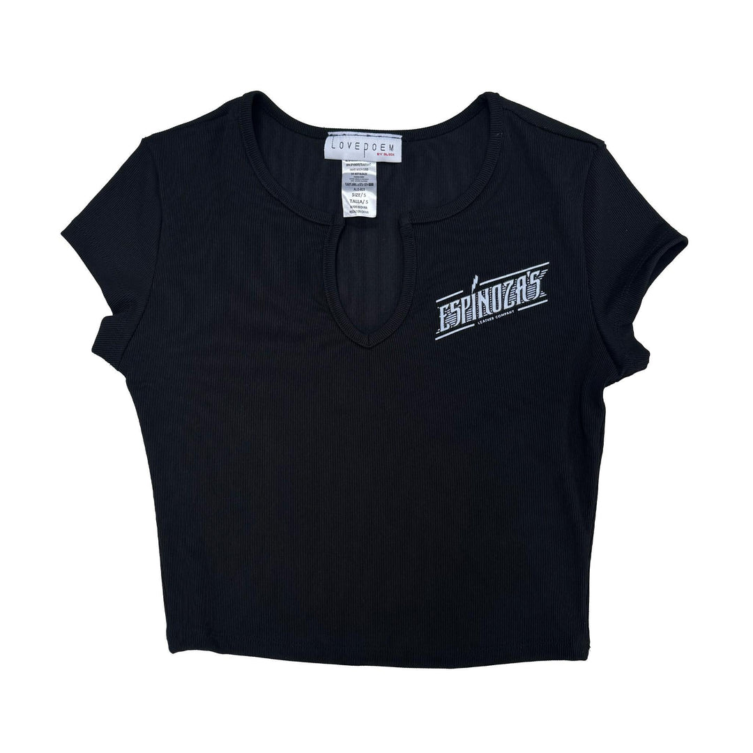 Ladies Scoop Neck Thunderbolt Cropped Tee - Espinoza's Leather