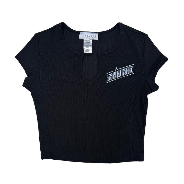 Ladies Scoop Neck Thunderbolt Cropped Tee - Espinoza's Leather
