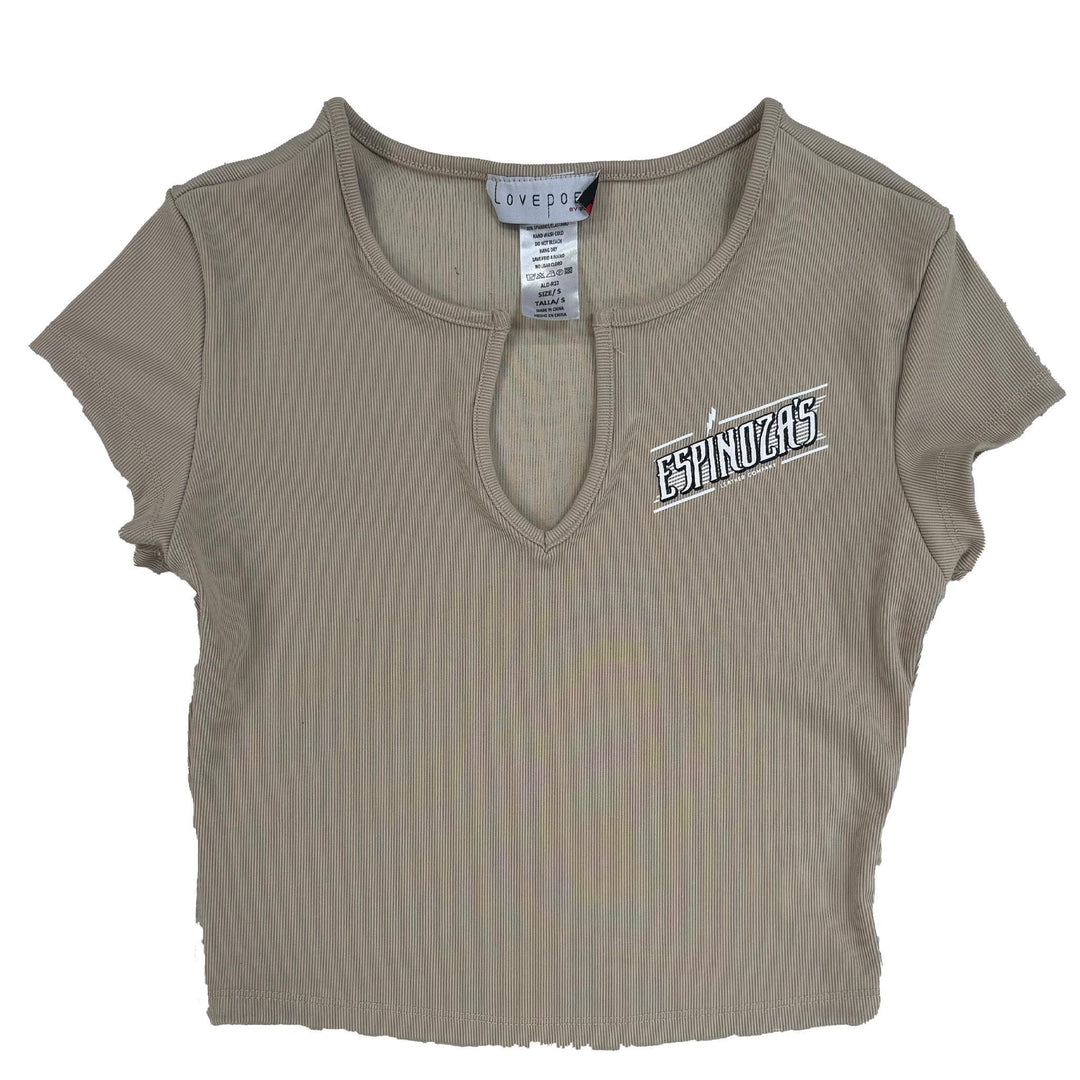 Ladies Scoop Neck Thunderbolt Cropped Tee - Espinoza's Leather