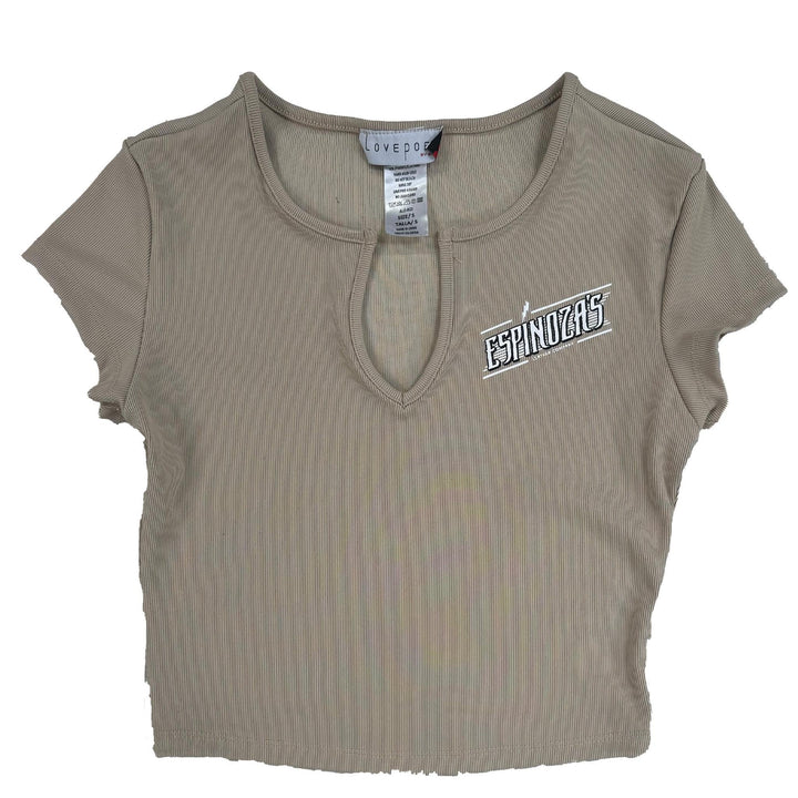 Ladies Scoop Neck Thunderbolt Cropped Tee - Espinoza's Leather
