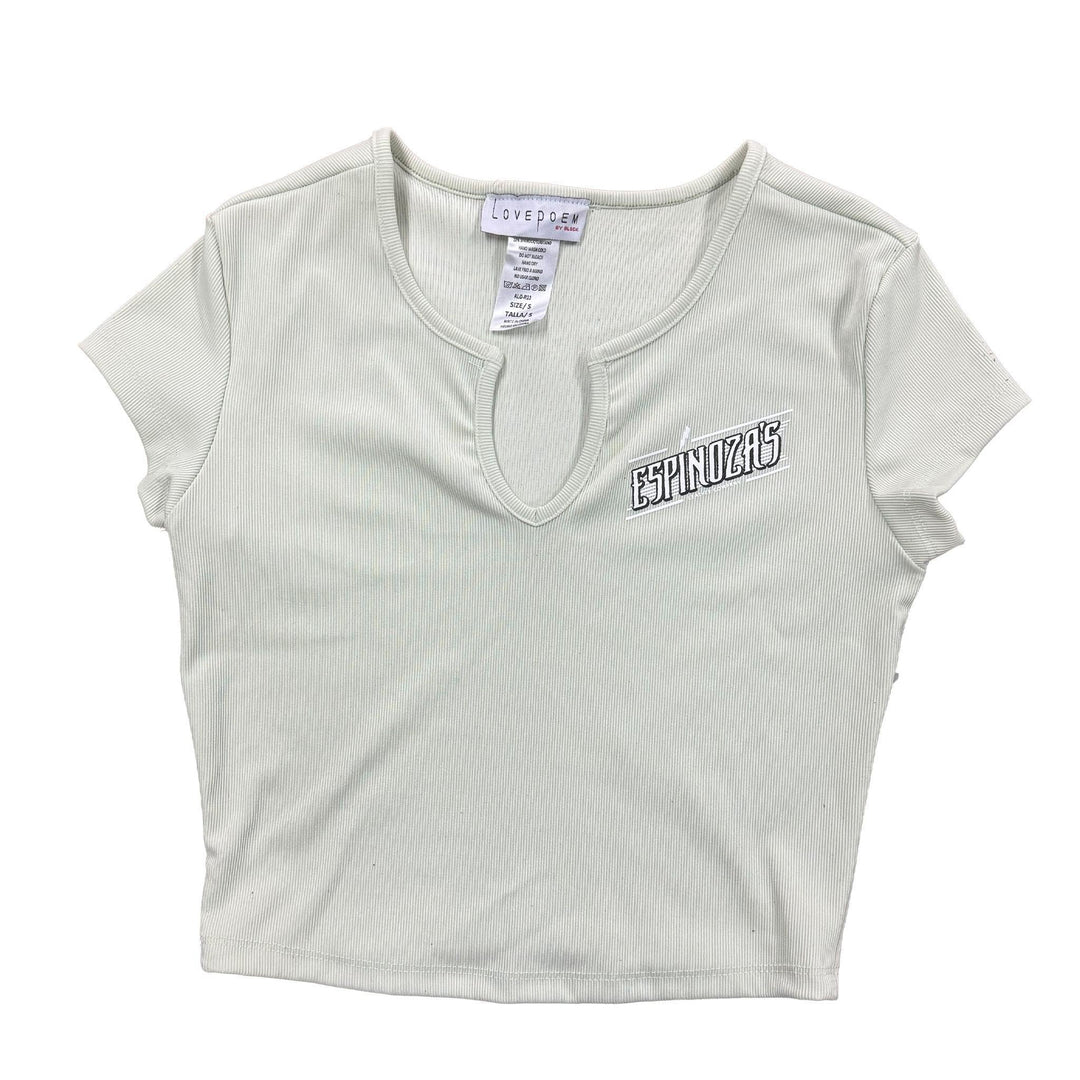Ladies Scoop Neck Thunderbolt Cropped Tee - Espinoza's Leather