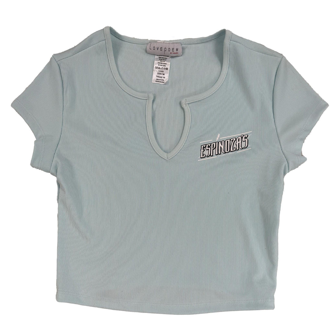 Ladies Scoop Neck Thunderbolt Cropped Tee - Espinoza's Leather