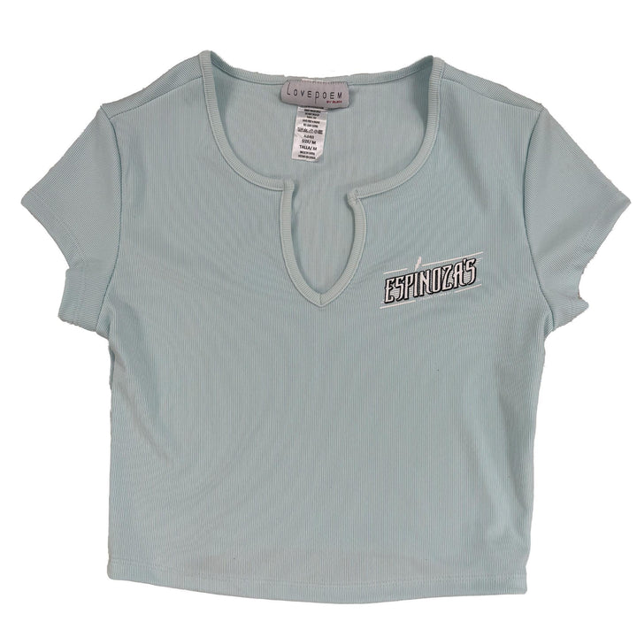 Ladies Scoop Neck Thunderbolt Cropped Tee - Espinoza's Leather