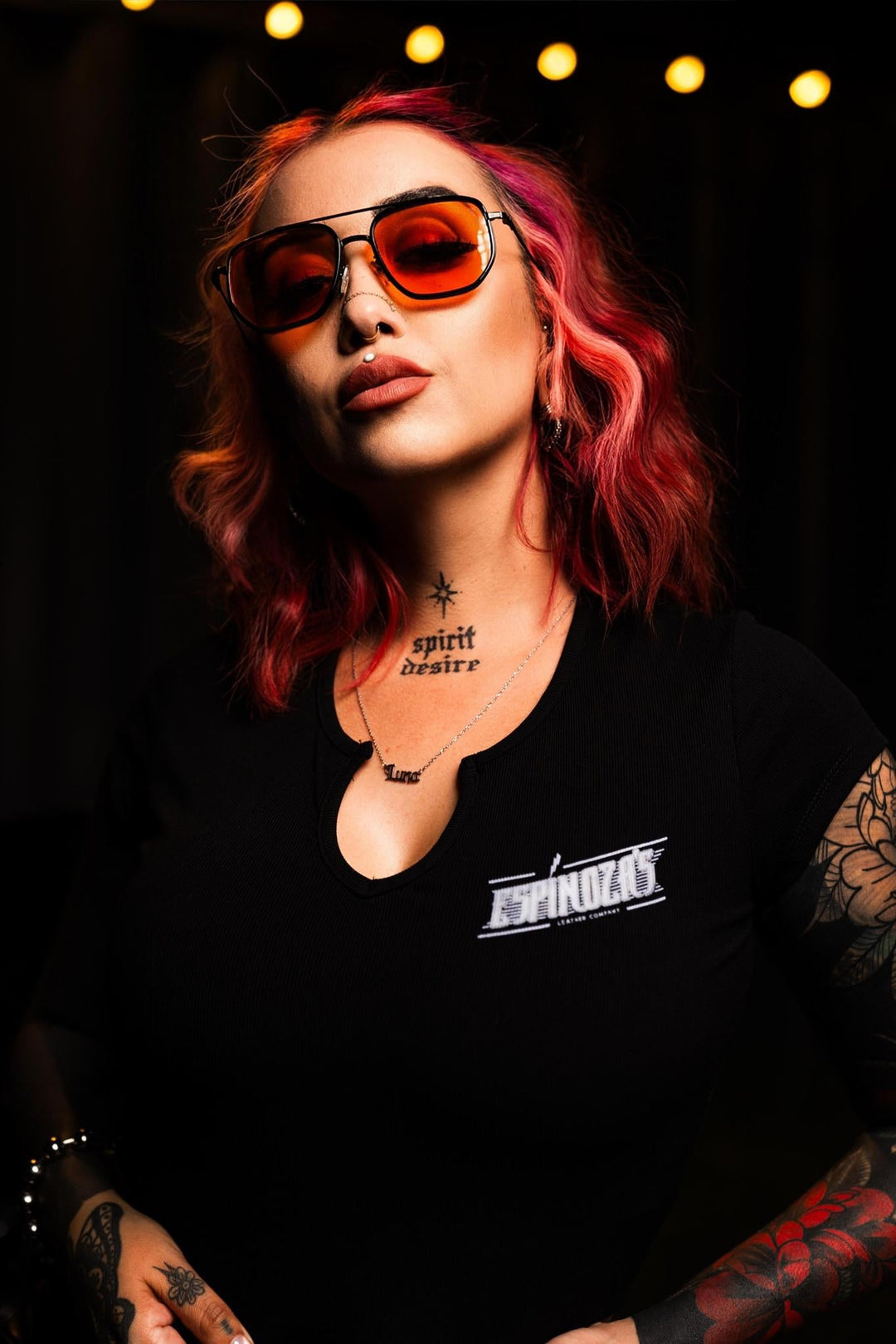 Ladies Scoop Neck Thunderbolt Cropped Tee - Espinoza's Leather