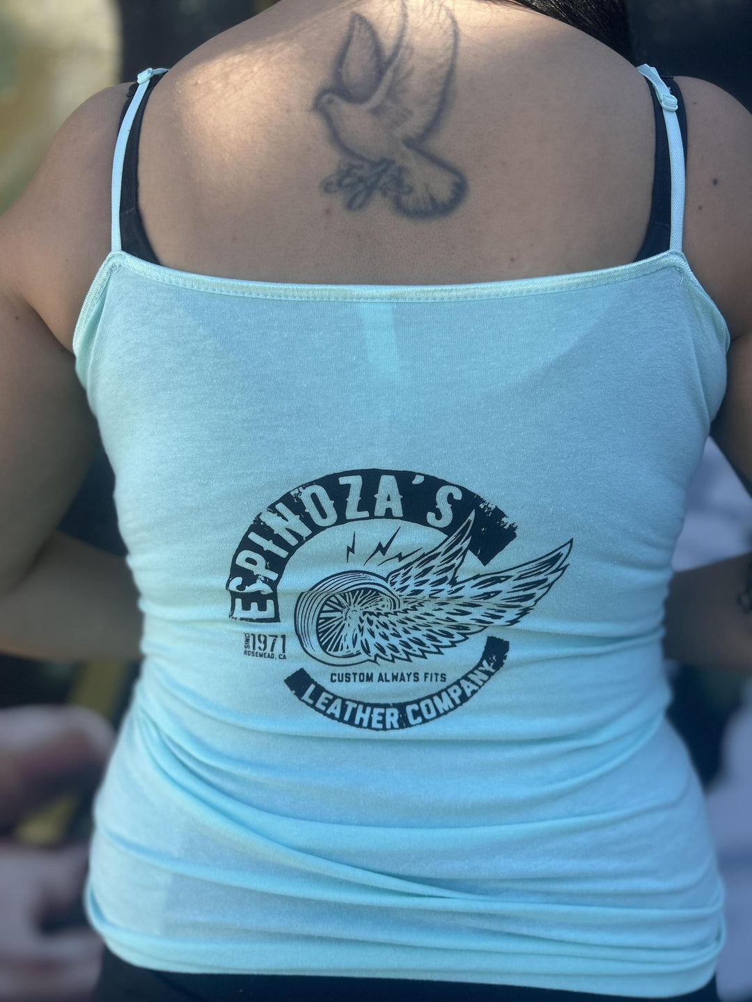 Ladies Teal Wing Wheel Cami - Espinoza's Leather