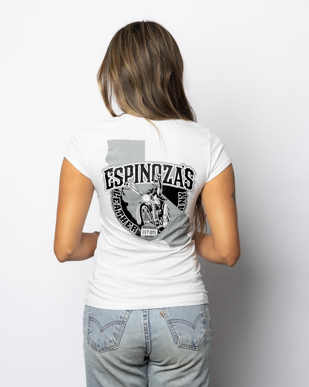 LADIES V NECK CALI TEE - Espinoza's Leather