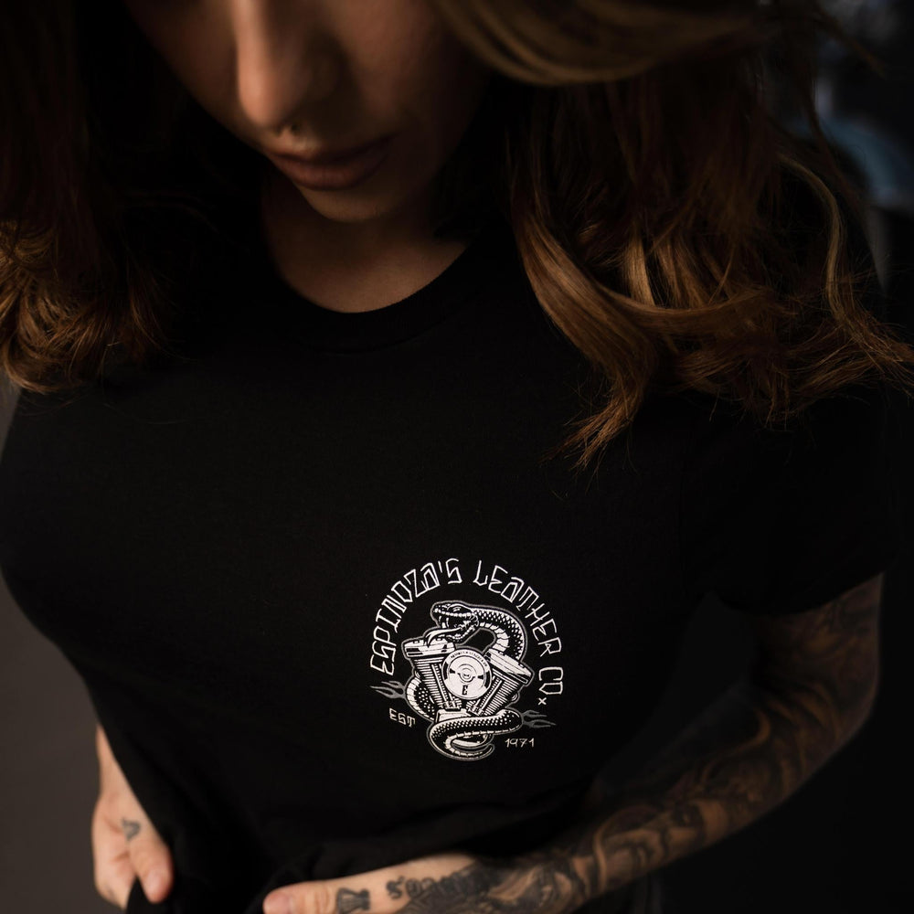 Ladies V Twin Snake Tee - Espinoza's Leather