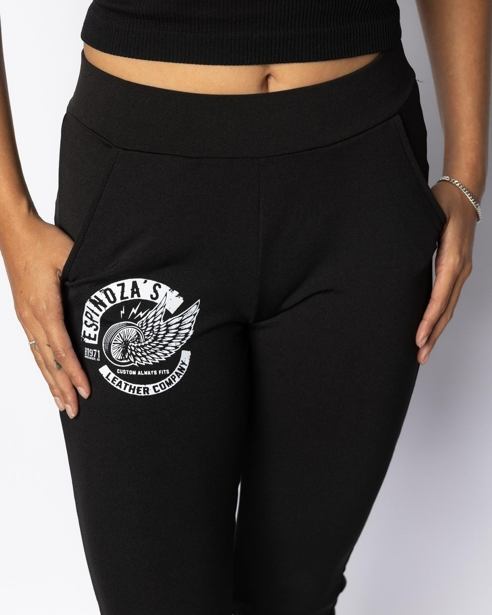 LADIES WINGED WHEEL ELASTIC LEGGINGS - Espinoza's Leather