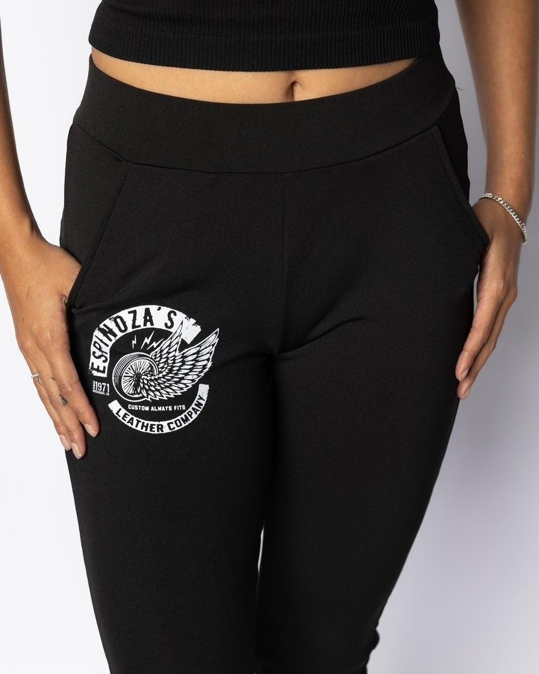 LADIES WINGED WHEEL ELASTIC LEGGINGS - Espinoza's Leather