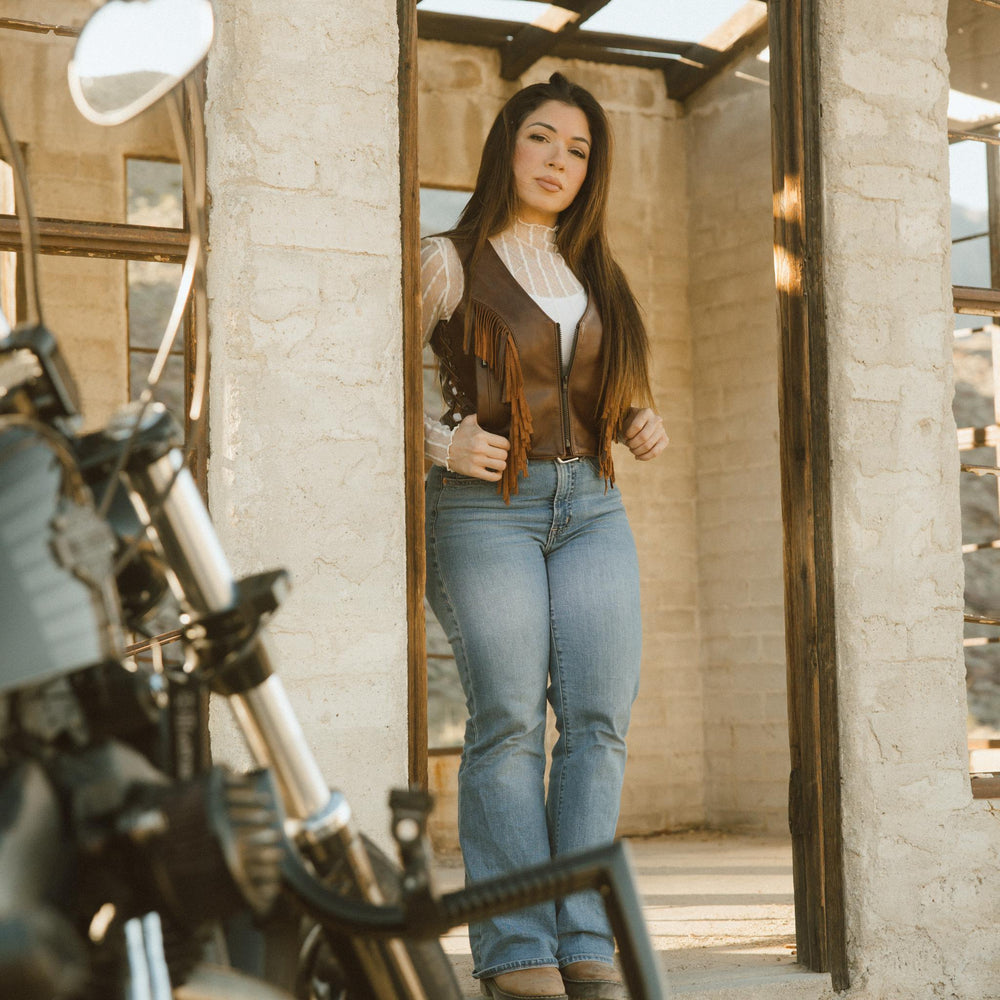 Ladies Zippered Fringe Vest - Espinoza's Leather