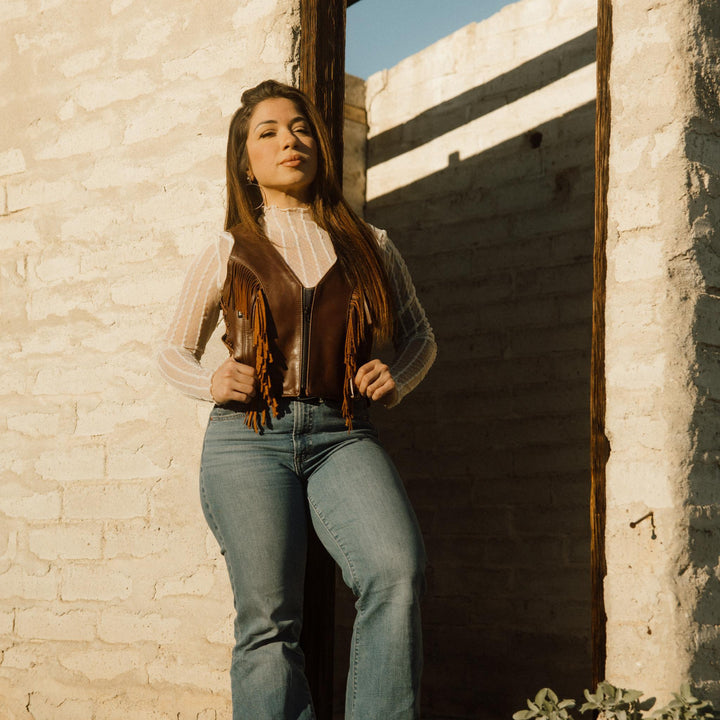 Ladies Zippered Fringe Vest - Espinoza's Leather
