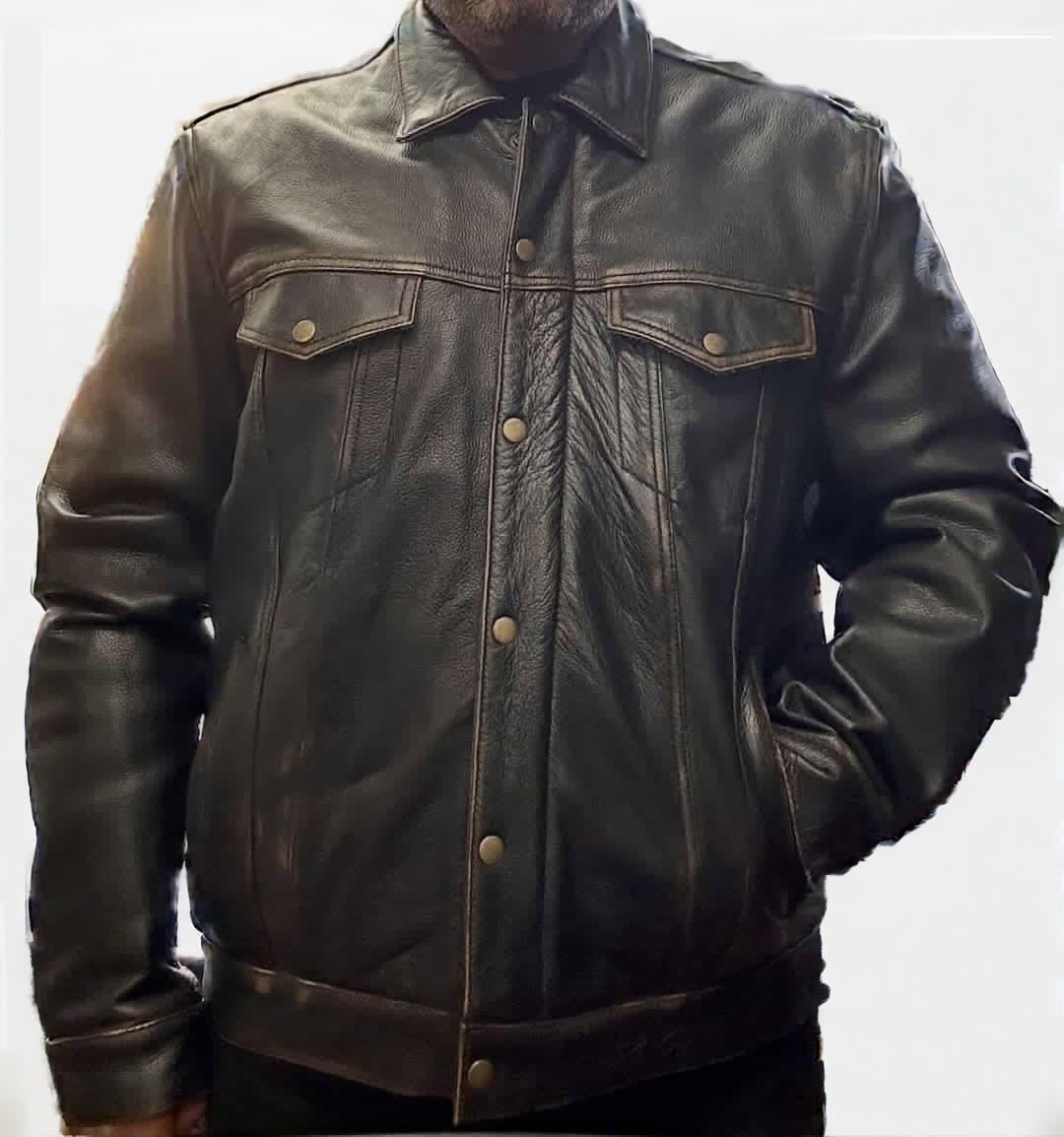 Mens Brown Distressed Full Jacket - Espinoza's Leather