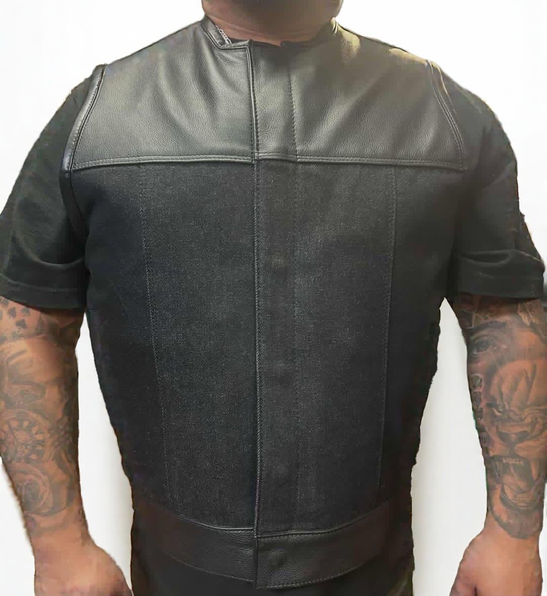 Mens Cow x Stonewash Hybrid Club Vest - Espinoza's Leather