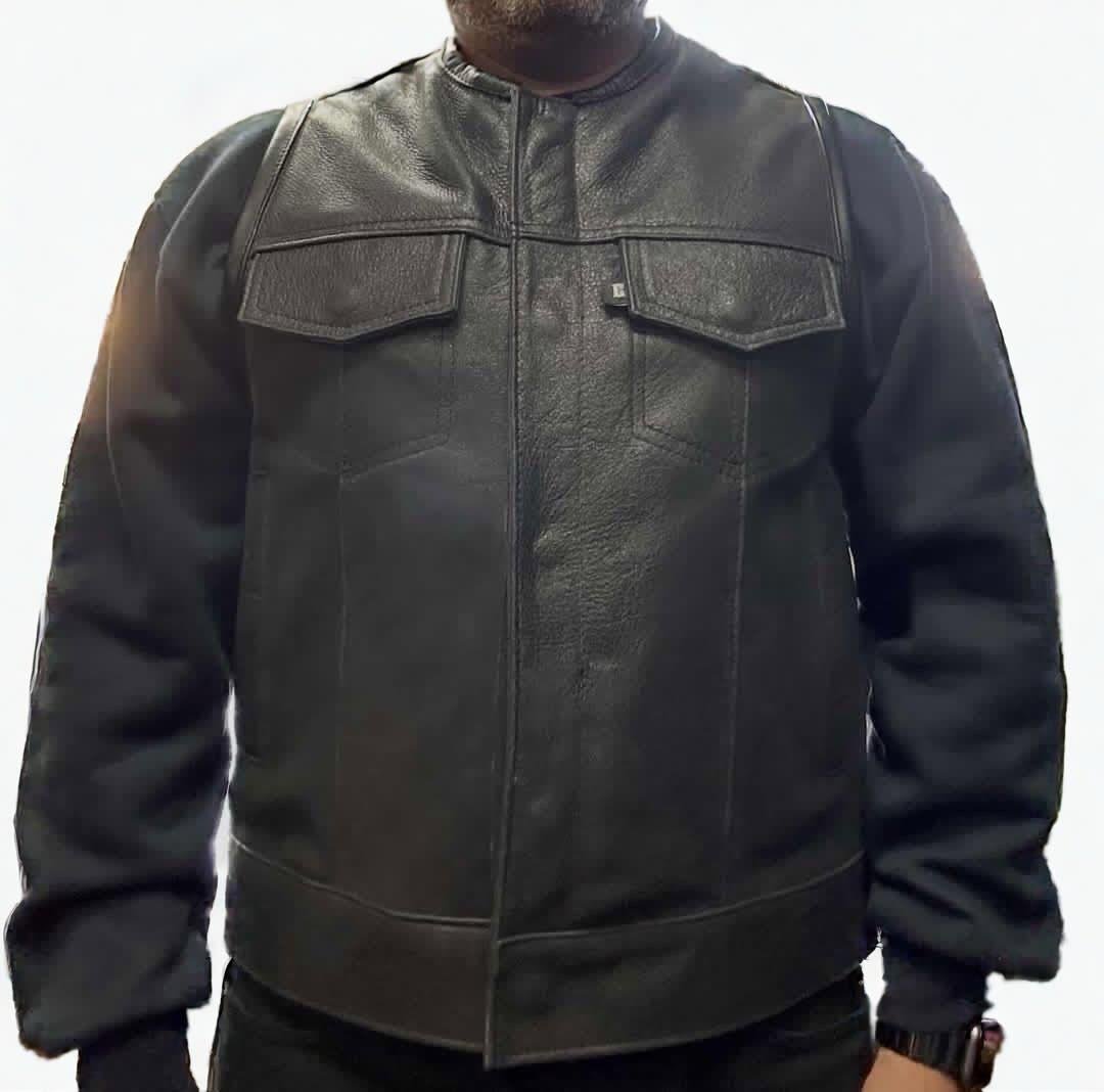 Mens Distressed Black Club Vest - Espinoza's Leather