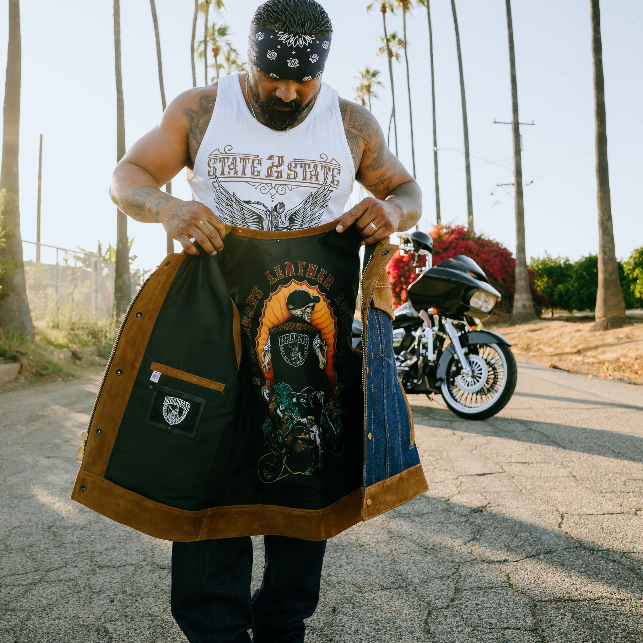 Men's Rough Out Denim Hybrid Vest – Espinoza's Leather
