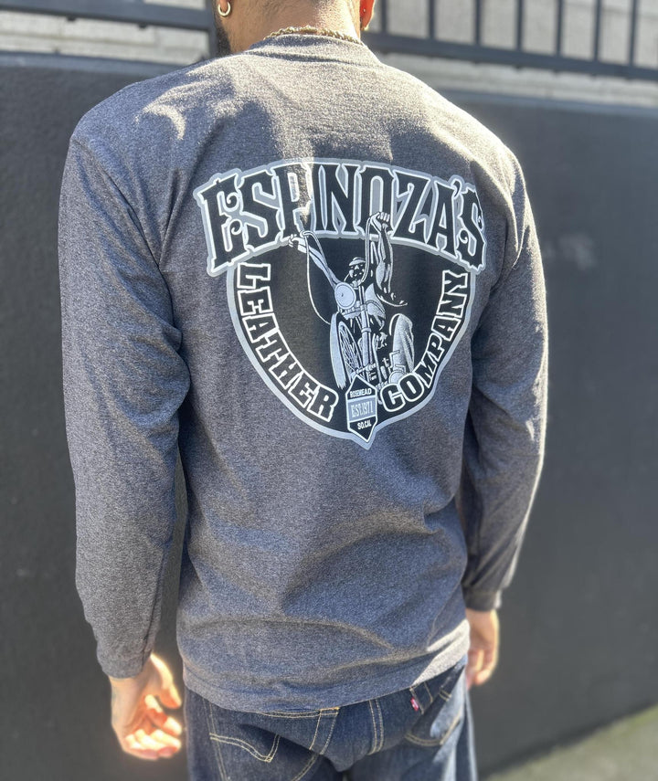 Men's Traditional Gray Long Sleeve Tee - Espinoza's Leather