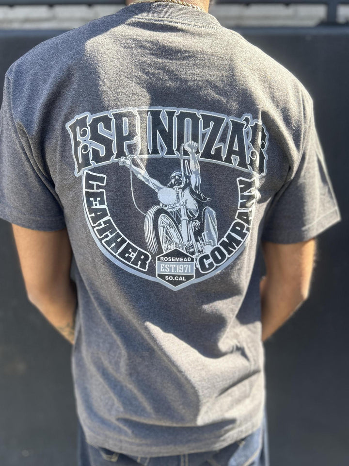 Men's Traditional Logo Gray Short Sleeve Tee - Espinoza's Leather