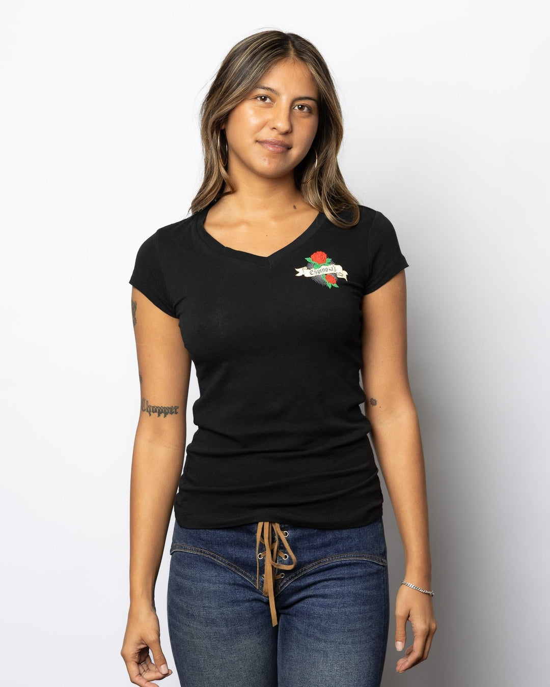 POR VIDA LADIES V - NECK TEE - Espinoza's Leather