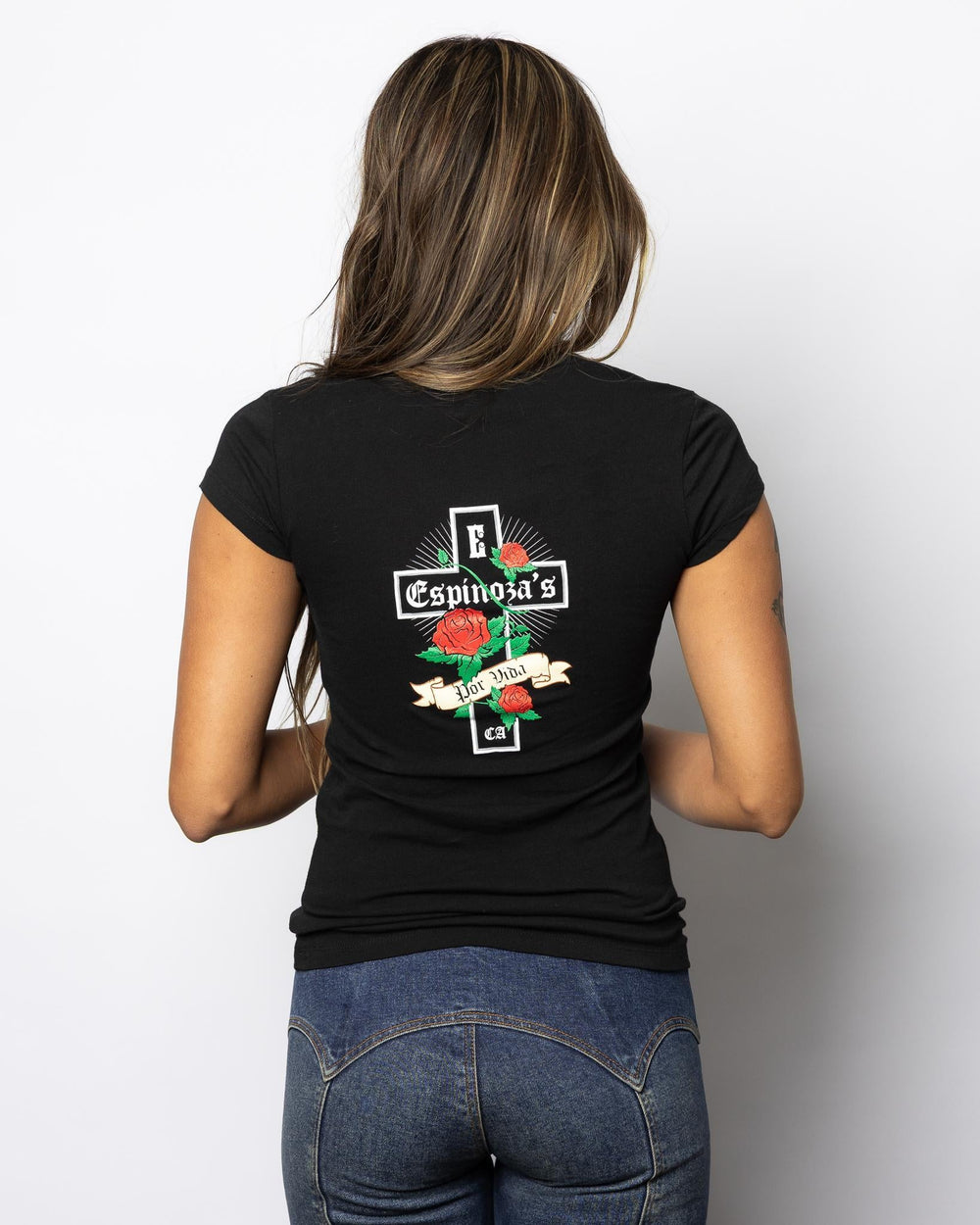 POR VIDA LADIES V - NECK TEE - Espinoza's Leather